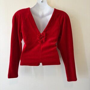 Mexx Red Velvet Long Sleeve Bow Back Top Womens Size Medium